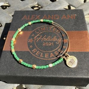 Alex and Ani green and gold beaded energy bracelet